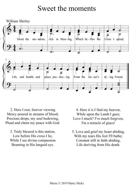 Sweet The Moments A New Tune To A Wonderful Old Hymn Sheet Music