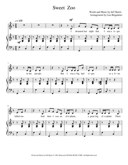 Free Sheet Music Sweet Zoo