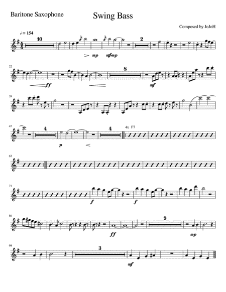 Swing Bass Eb Baritone Saxophone Sheet Music