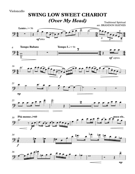 Swing Low Sweet Chariot Cello Part Sheet Music