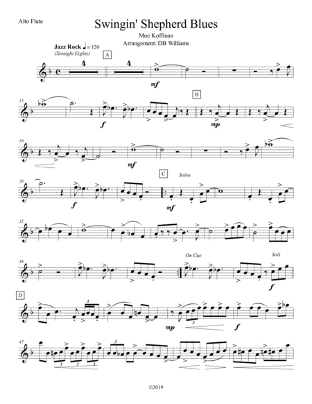 Free Sheet Music Swingin Shepherd Blues Alto Flute