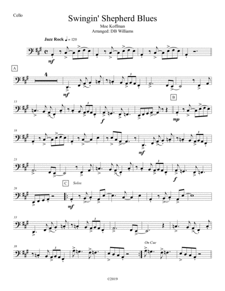 Free Sheet Music Swingin Shepherd Blues Cello