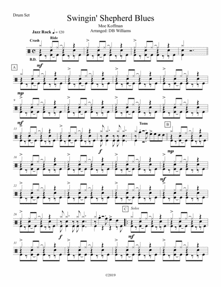 Swingin Shepherd Blues Strings Drum Set Sheet Music