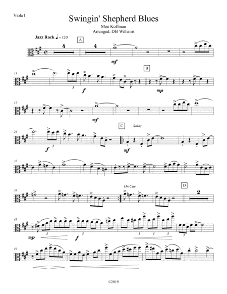 Swingin Shepherd Blues Viola 1 Sheet Music