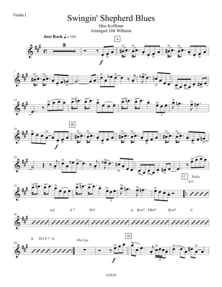 Swingin Shepherd Blues Violin 1 Sheet Music