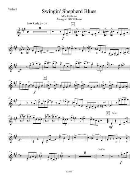 Swingin Shepherd Blues Violin 2 Sheet Music