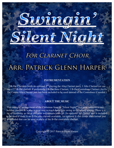 Swingin Silent Night For Clarinet Choir Sheet Music