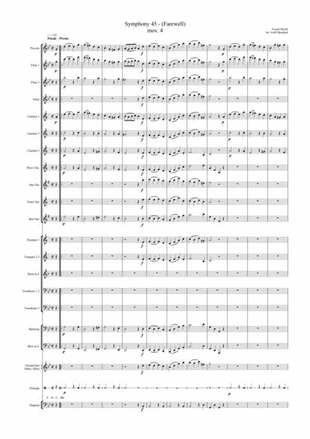 Free Sheet Music Symphony 45 Farewell Mov 4