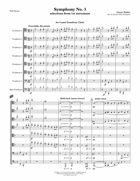 Free Sheet Music Symphony No 3 Selections From The 1st Movement For 8 Part Trombone Choir