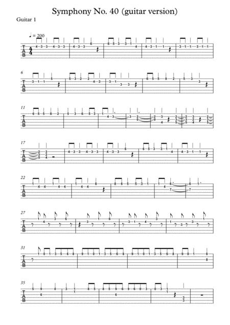 Free Sheet Music Symphony No 40 For Guitar Tab