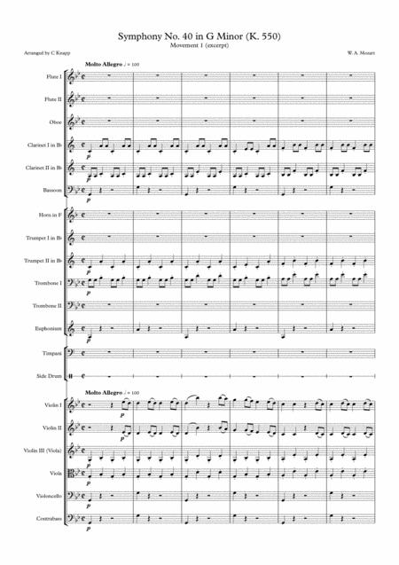 Free Sheet Music Symphony No 40 In G Minor Abridged