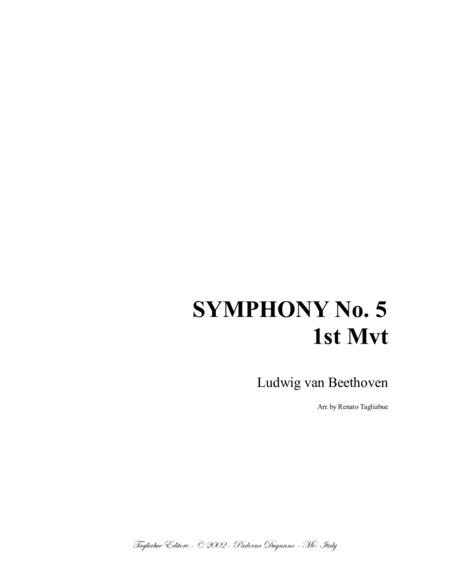 Symphony No 5 1st Mvt Arr For String Quartet With Parts Sheet Music