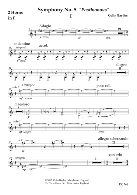 Free Sheet Music Symphony No 5 Brass And Timpani Parts
