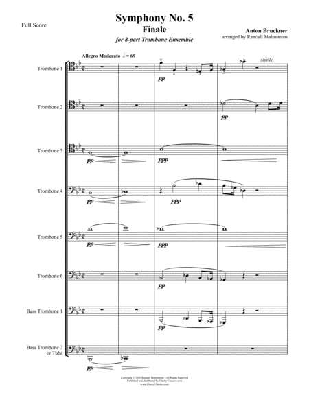 Symphony No 5 Finale For 8 Part Trombone Ensemble Sheet Music