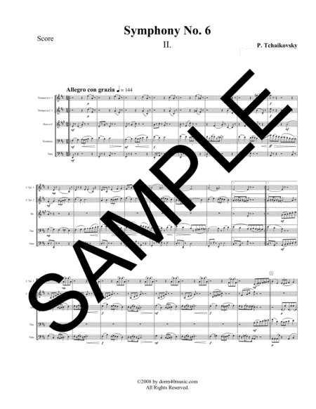Free Sheet Music Symphony No 6 2nd Movement For Brass Quintet