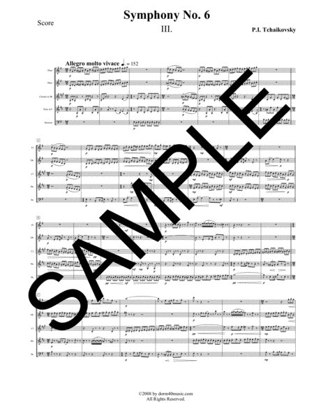 Symphony No 6 3rd Movement For Woodwind Quintet Sheet Music