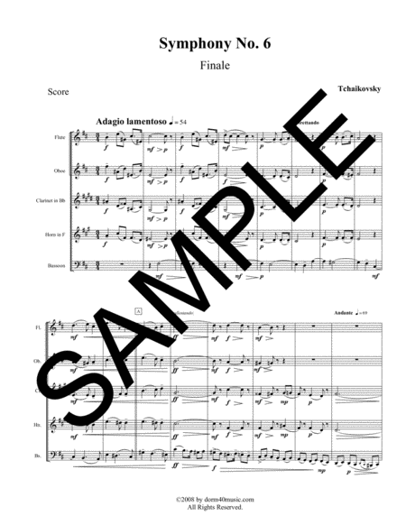 Symphony No 6 4th Movement For Woodwind Quintet Sheet Music