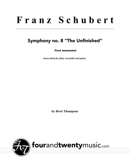 Free Sheet Music Symphony No 8 The Unfinished Arranged For Four Flutes And Piano