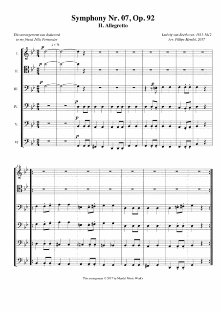 Symphony Nr 07 Op 92 Ii Allegretto Sheet Music