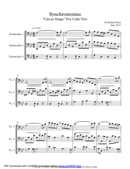 Synchromonius The Circus Tango For Cello Trio Sheet Music