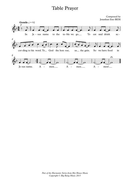 Free Sheet Music Table Prayer Choir Satb