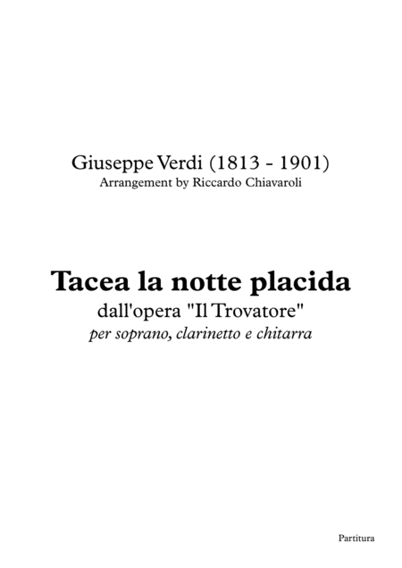 Tacea La Notte Placida Sheet Music