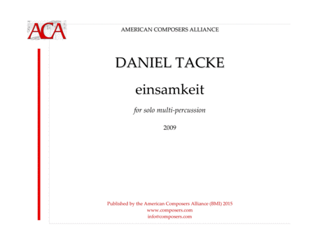 Free Sheet Music Tacke Einsamkeit