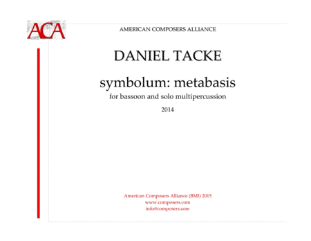 Tacke Symbolum Metabasis Sheet Music