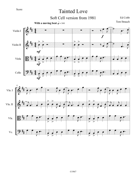 Free Sheet Music Tainted Love