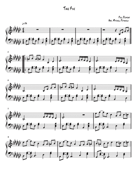 Take Five Piano Solo Arrangement Sheet Music