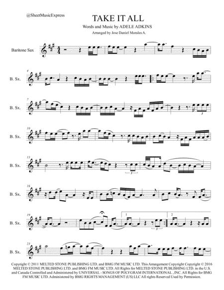 Take It All For Baritone Sax Sheet Music