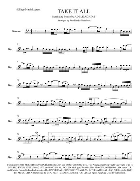 Take It All For Bassoon Sheet Music