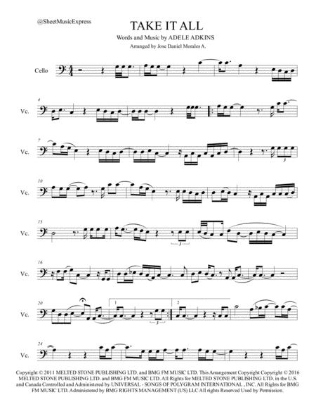 Take It All For Cello Sheet Music