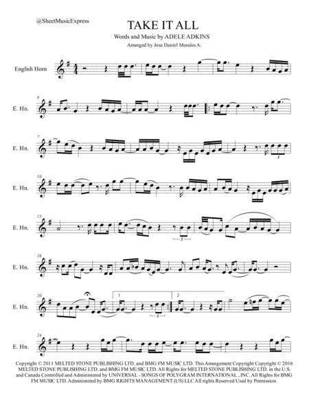 Free Sheet Music Take It All For English Horn