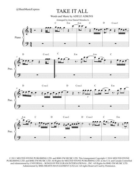 Take It All For Piano Sheet Music