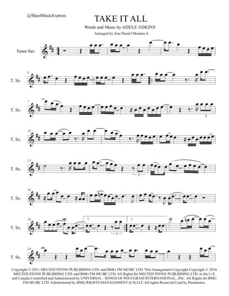 Take It All For Tenor Sax Sheet Music