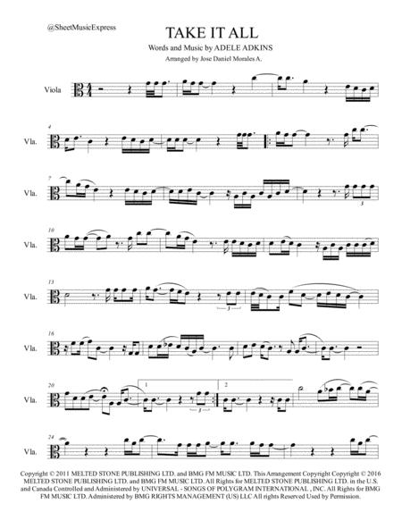 Take It All For Viola Sheet Music