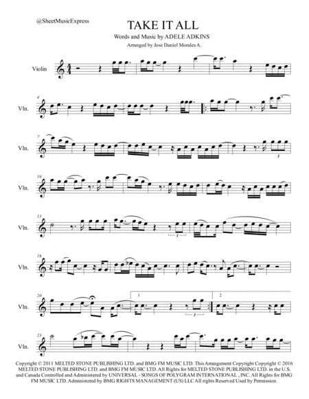 Take It All For Violin Sheet Music