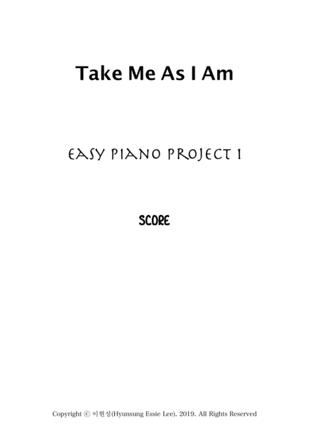 Take Me As I Am Melody Pno Accomp Sheet Music