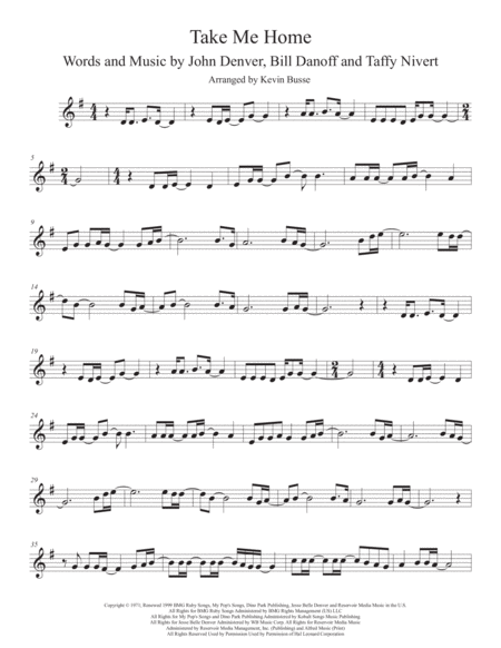 Take Me Home Country Roads Trumpet Sheet Music