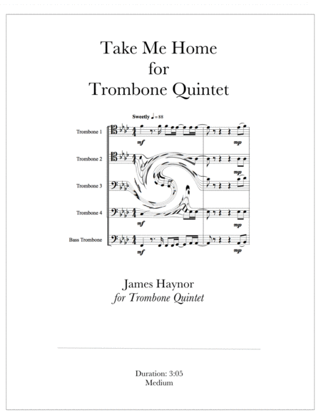 Take Me Home For Trombone Quintet Sheet Music