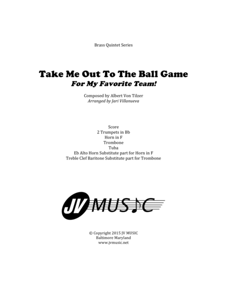 Free Sheet Music Take Me Out To The Ball Game For Brass Quintet