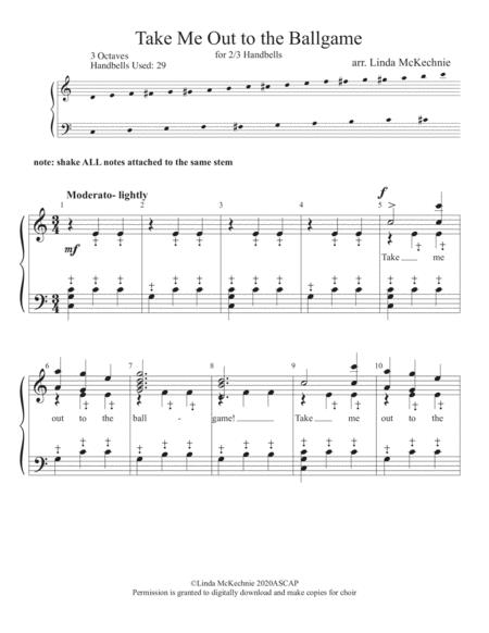 Take Me Out To The Ballgame Handbell Arrangement For Level 2 Easy For 2 Or 3 Octave Handbells Arranged By Linda Mckechnie Sheet Music