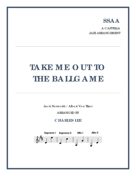 Take Me Out To The Ballgame Ssaa Jazz A Cappella Sheet Music