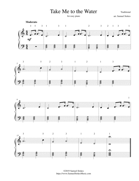 Free Sheet Music Take Me To The Water For Easy Piano