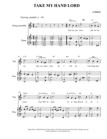 Free Sheet Music Take My Hand Lord For Piano Voice And Strings