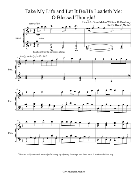 Take My Life And Let It Be He Leadeth Me O Blessed Thought Sheet Music