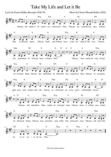 Take My Life And Let It Be Key Of A Sheet Music