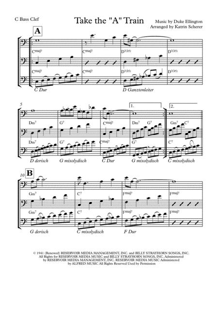 Free Sheet Music Take The A Train In C Bass Clef