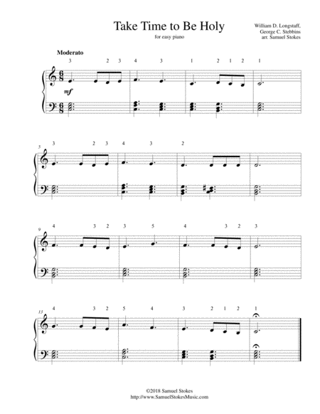 Take Time To Be Holy For Easy Piano Sheet Music